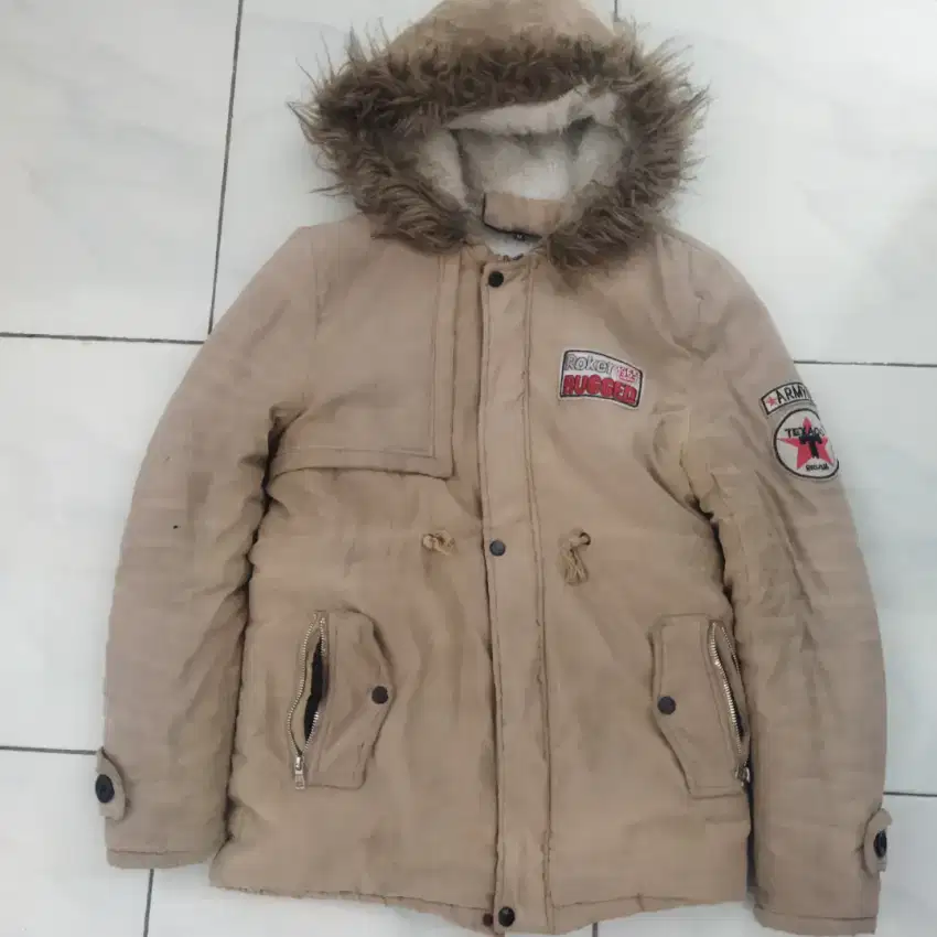 Jaket bulu hangat tebal model army size L/xl