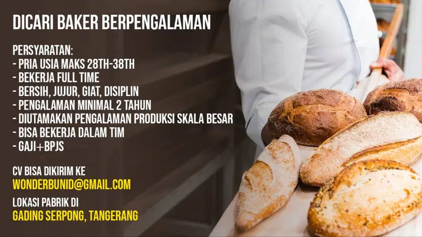 Lowongan BAKER BERPENGALAMAN