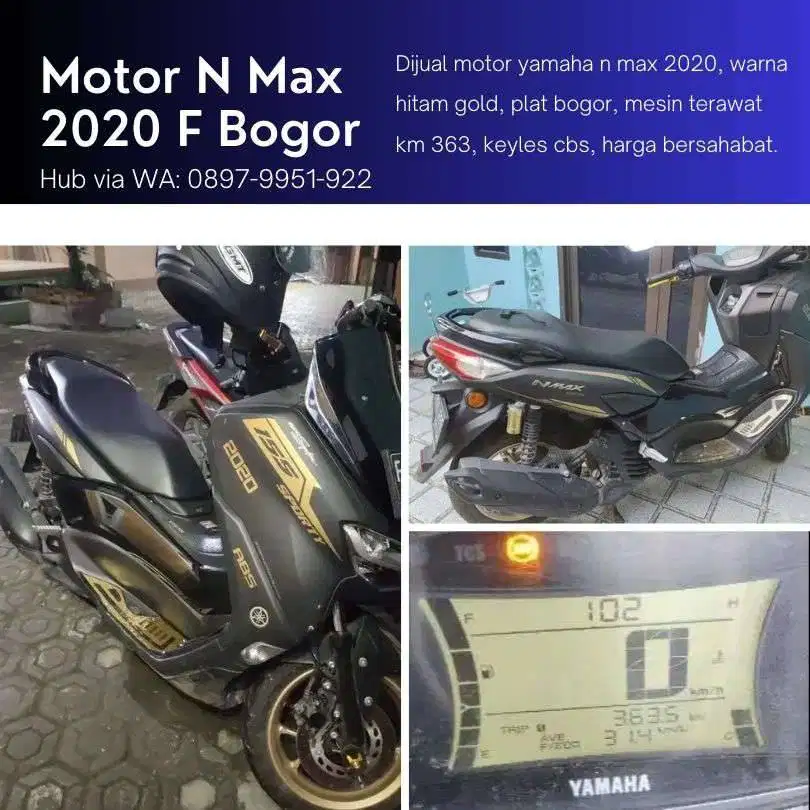 Dijual NMax 2020 Black Keyless Masih mulus terawat km 4k lokasi ciapus