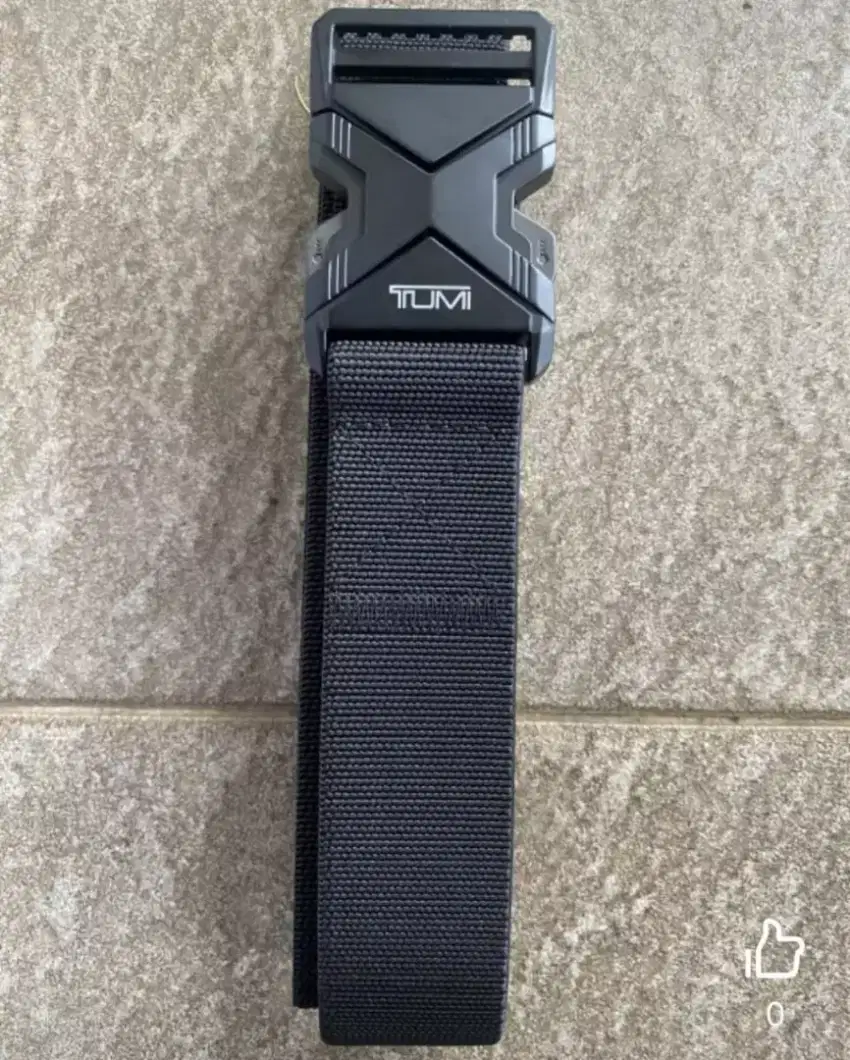Belt Tumi Black Buckle Besi Metal Black Tali Strap Nilon Men Belt