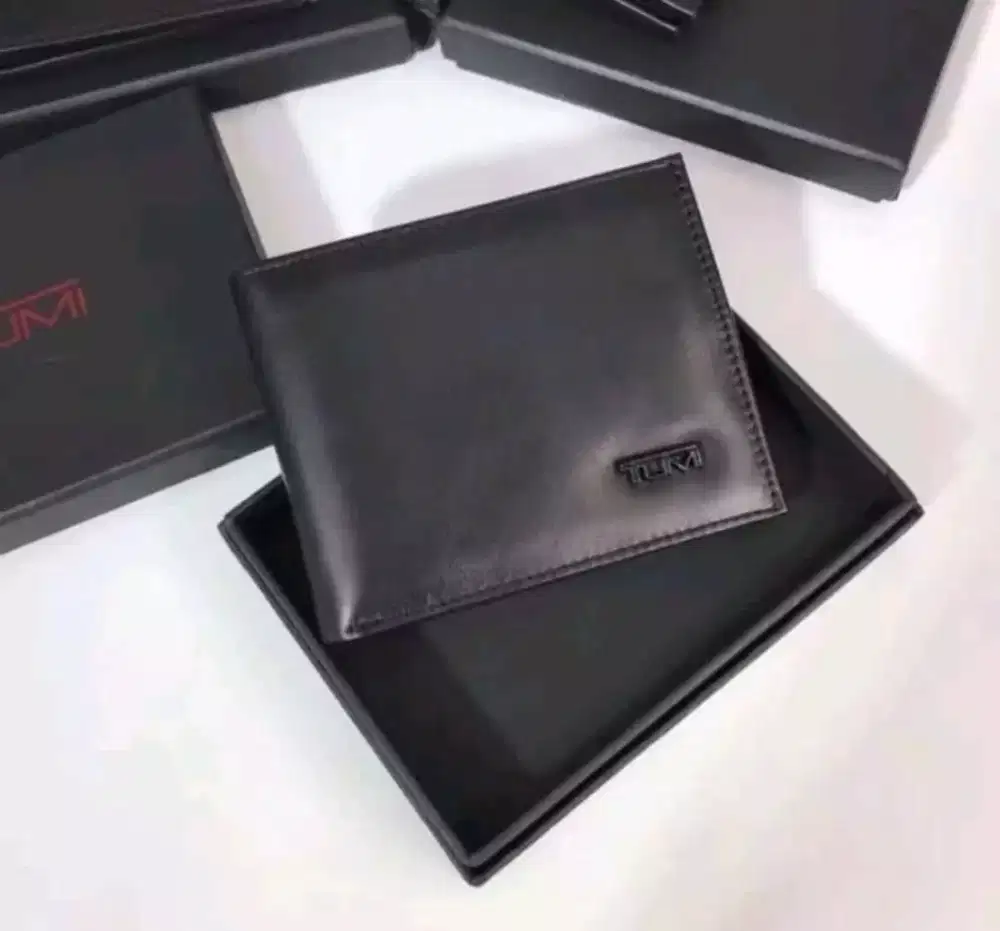 Dompet Tumi Men Bifold Lipat 2in1 Leather Black