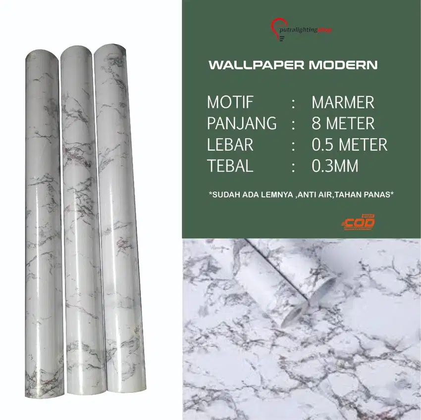 Wallpaper Dinding 10 meter Roll Marmer