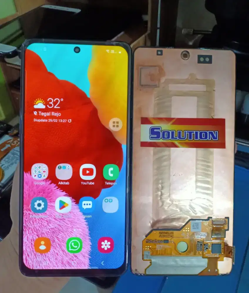 LCD TOUCHSCREEN SAMSUNG A51 ORI OLED (BIG GLASS) + PASANG