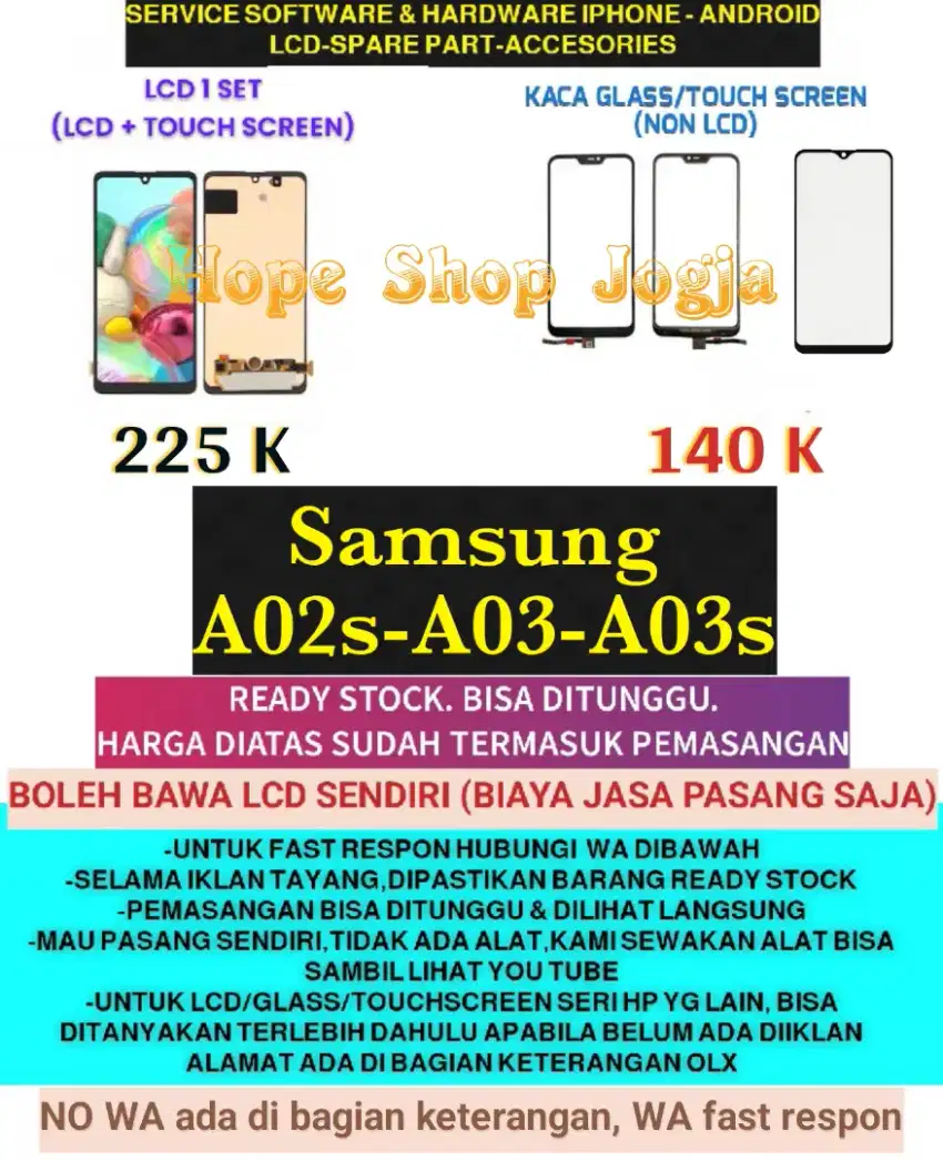 Service HP-Baterai-Touchscreen-LCD Samsung 
A02s-A03-A03s