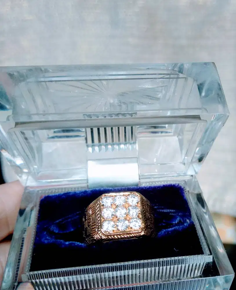 SALE DISC 50% Cincin Ring Pria Gold plate+ Diamond Swarovzki