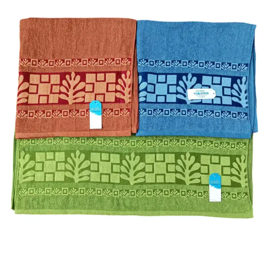 Handuk Mandi Besar Lis Motif 70x140 Katun Menyerap dan Tebal