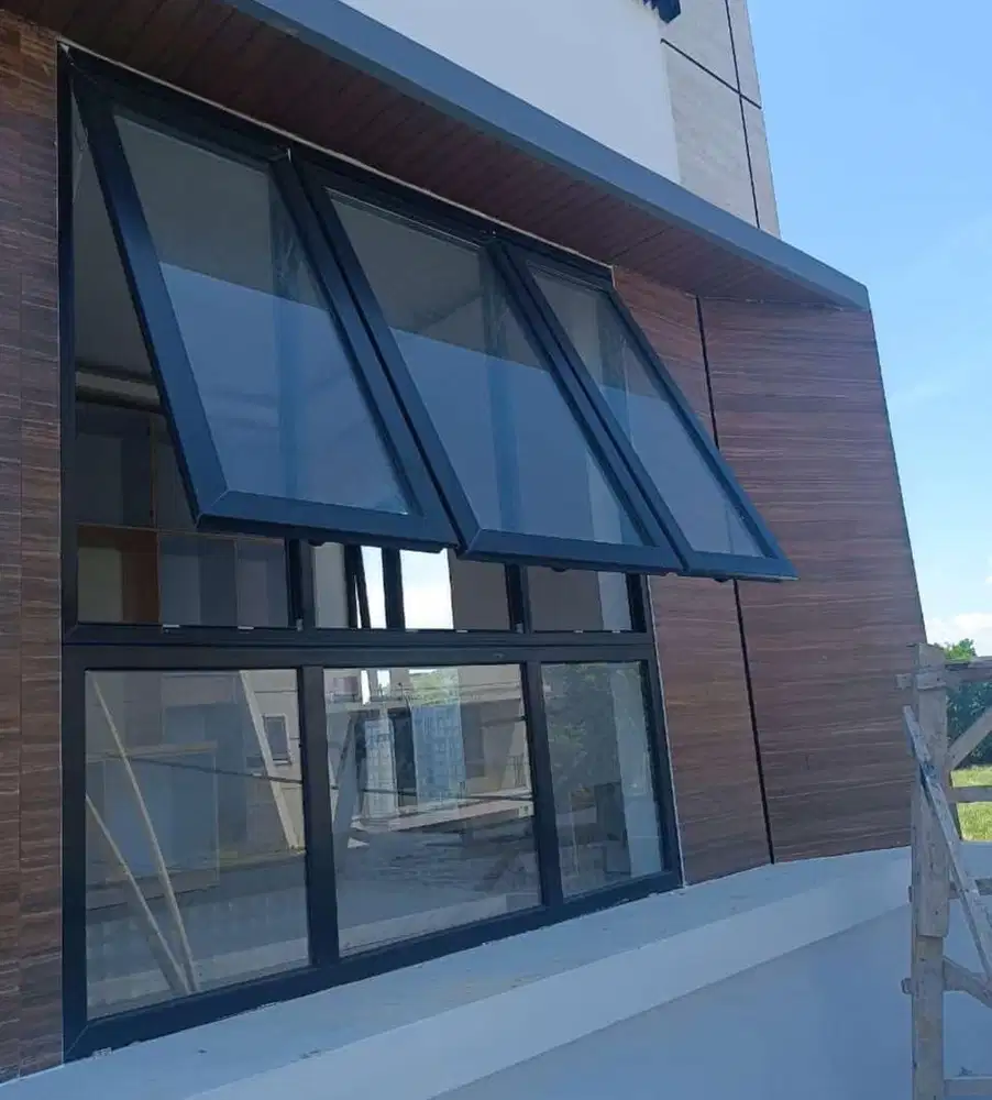 Pintu upvc sliding  geser 4 daun L2800 Hitam