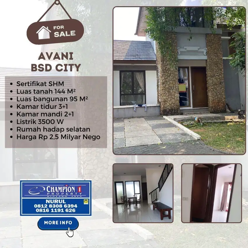 Rumah 2Lantai Siap Huni Dalam Cluster The Avani Bsd City