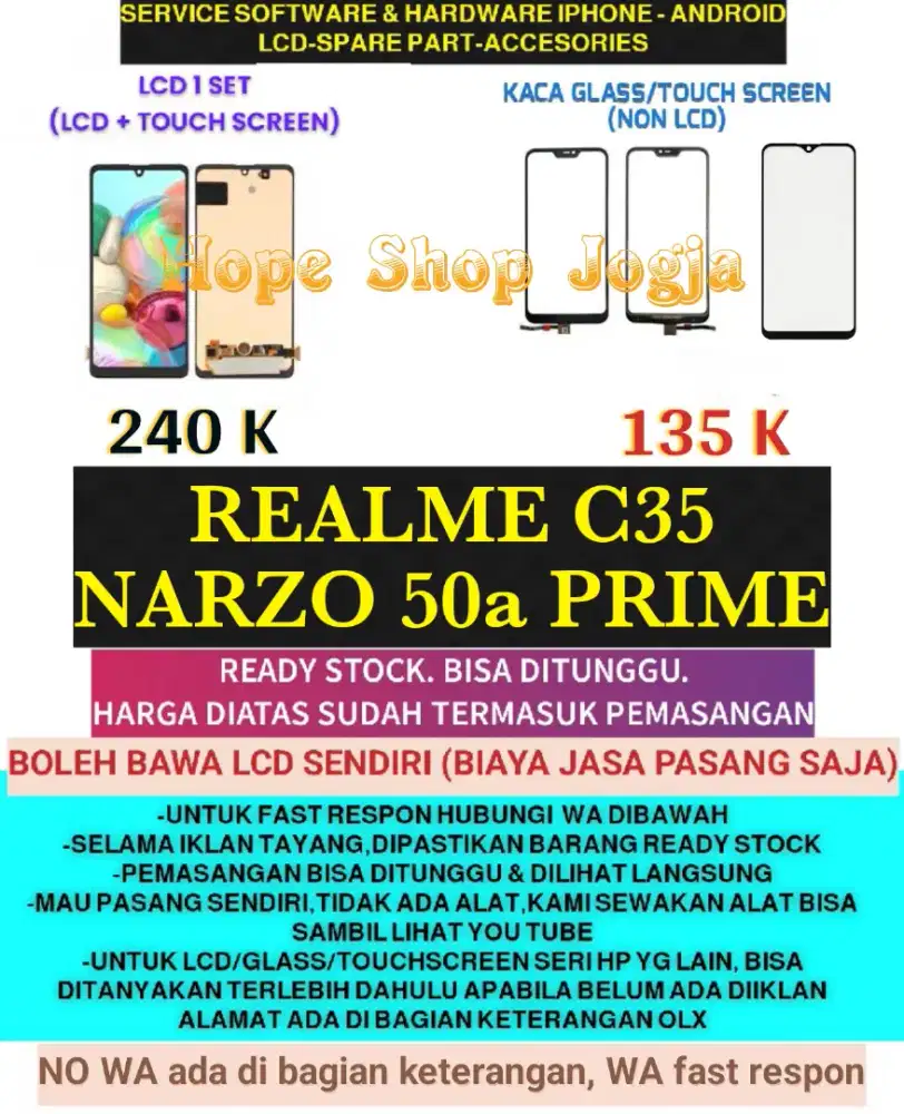 Service HP-Baterai-Touchscreen-LCD REALME C35/NARZO 50a PRIME