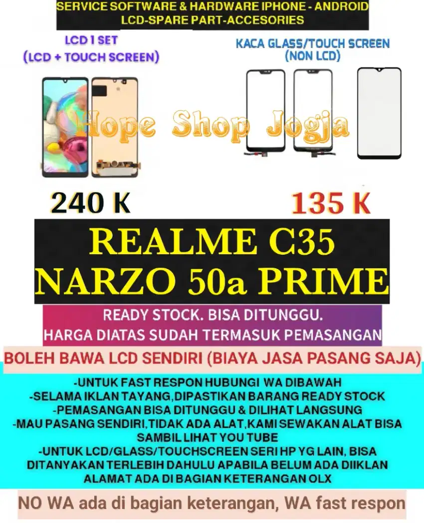 Service HP/Baterai-Touchscreen-LCD REALME C35-NARZO 50a PRIME