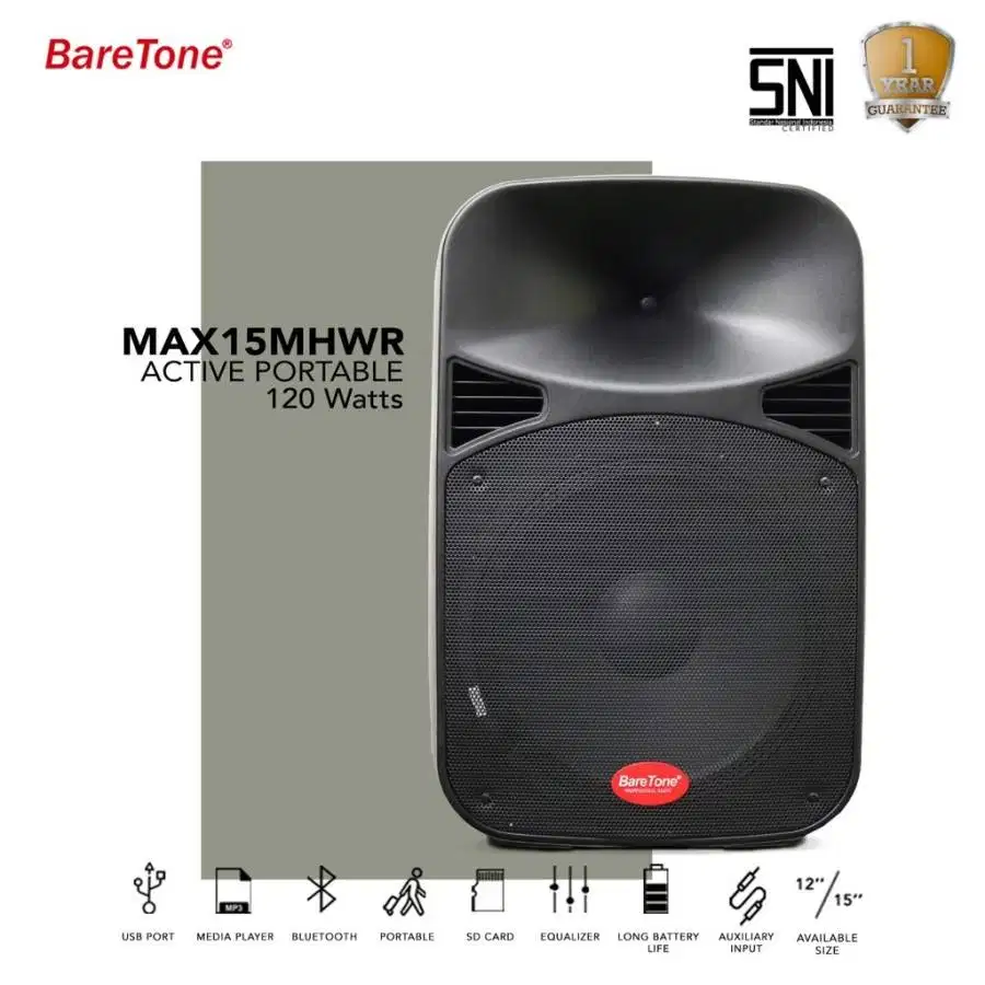 SPEAKER AKTIF PORTABLE BARETONE MAX 15 Inch MHWR Wireless ORIGINAL