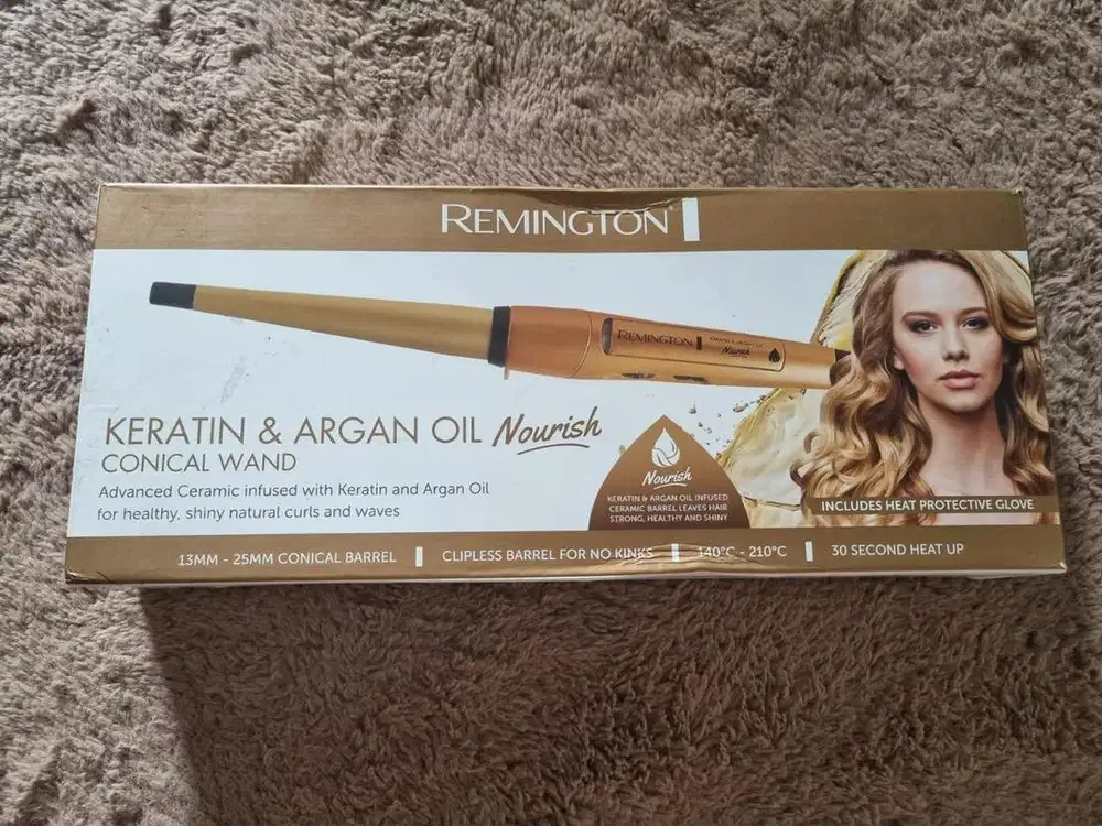 Remington pengeriting rambut keratin & argan oil nourish
