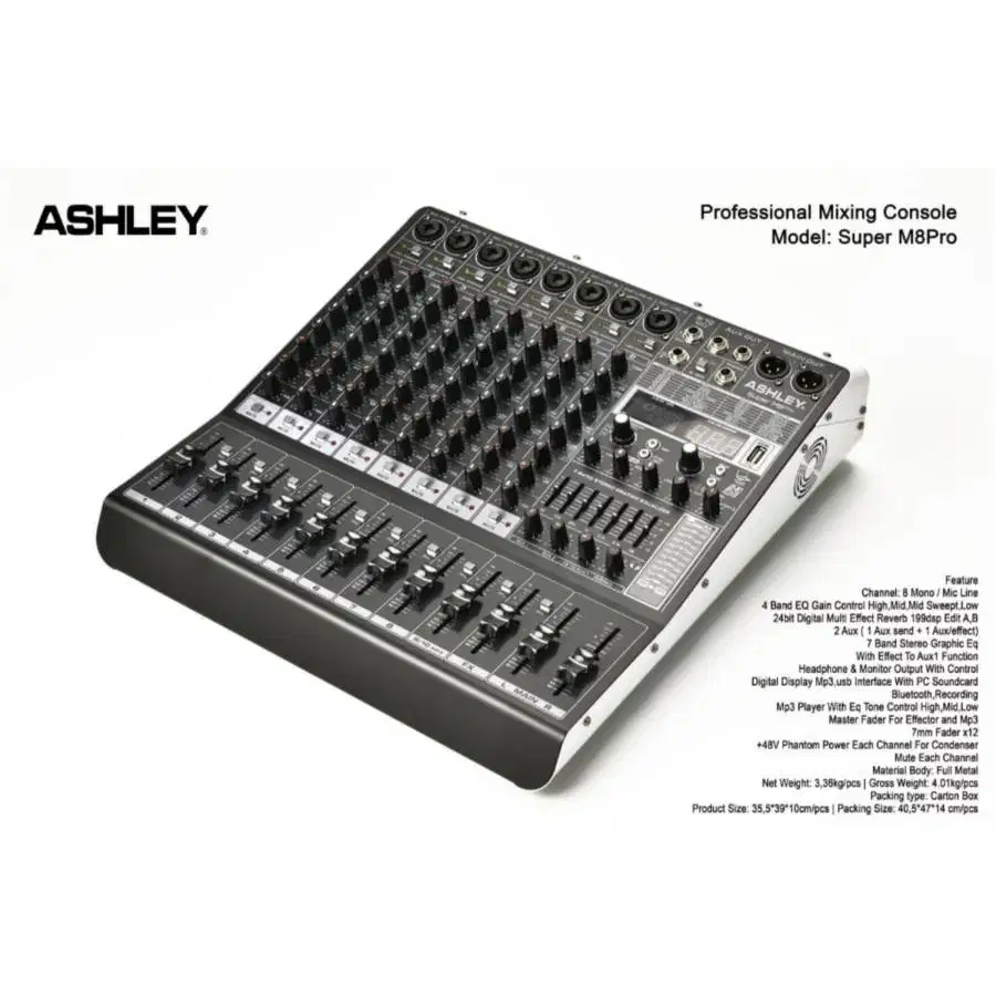 Mixer ASHLEY New Super M8 Pro 8 Channel USB PC Recording ORIGINAL