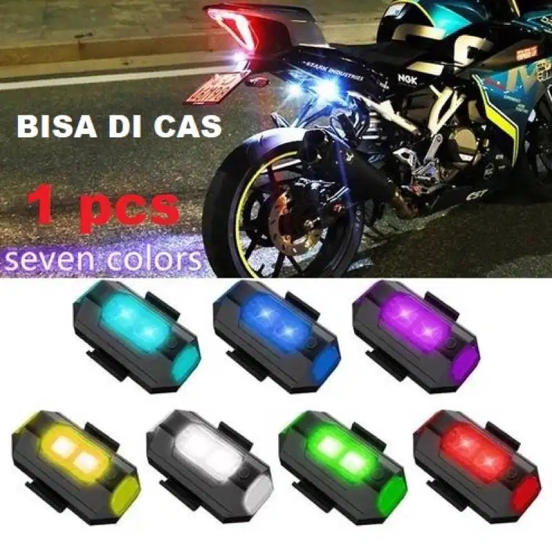 Lampu LED Kedip Depan Belakang Sepeda Motor 7 Warna Warni