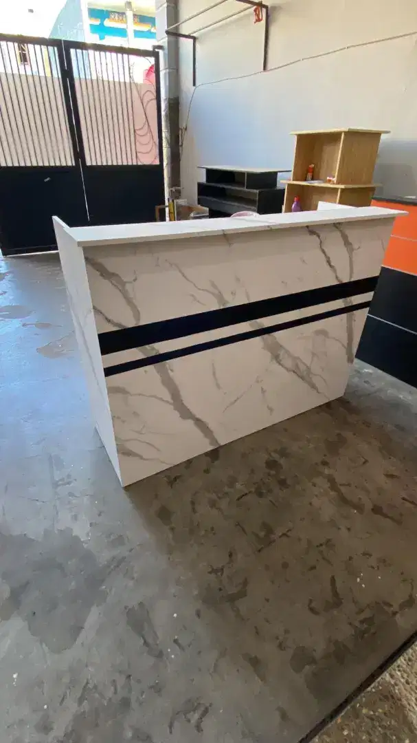 Meja Kasir Minimalis motif marmer | 150x50x110cm