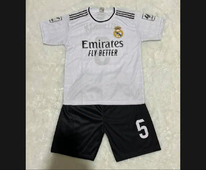 Jersey kaos baju setelan anak real madrid putih