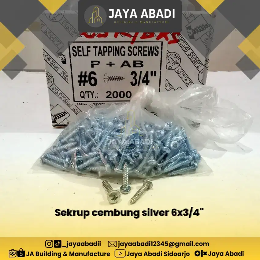 SEKRUP CEMBUNG SILVER 6X3/4 BUNGKUSAN