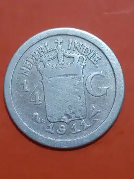 Koin logam Belanda 1/4G thn 1911