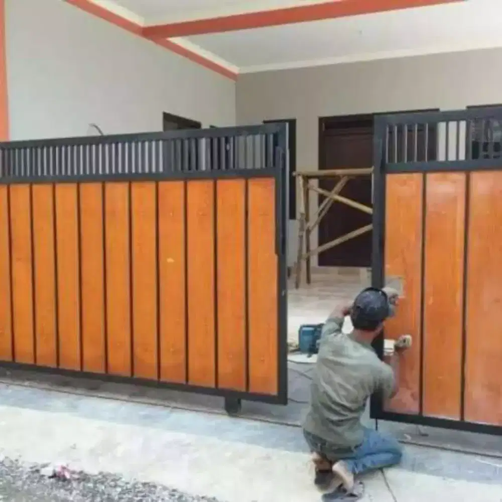 Pintu gerbang listplang/woodplank serat kayu mulai dari harga 450k