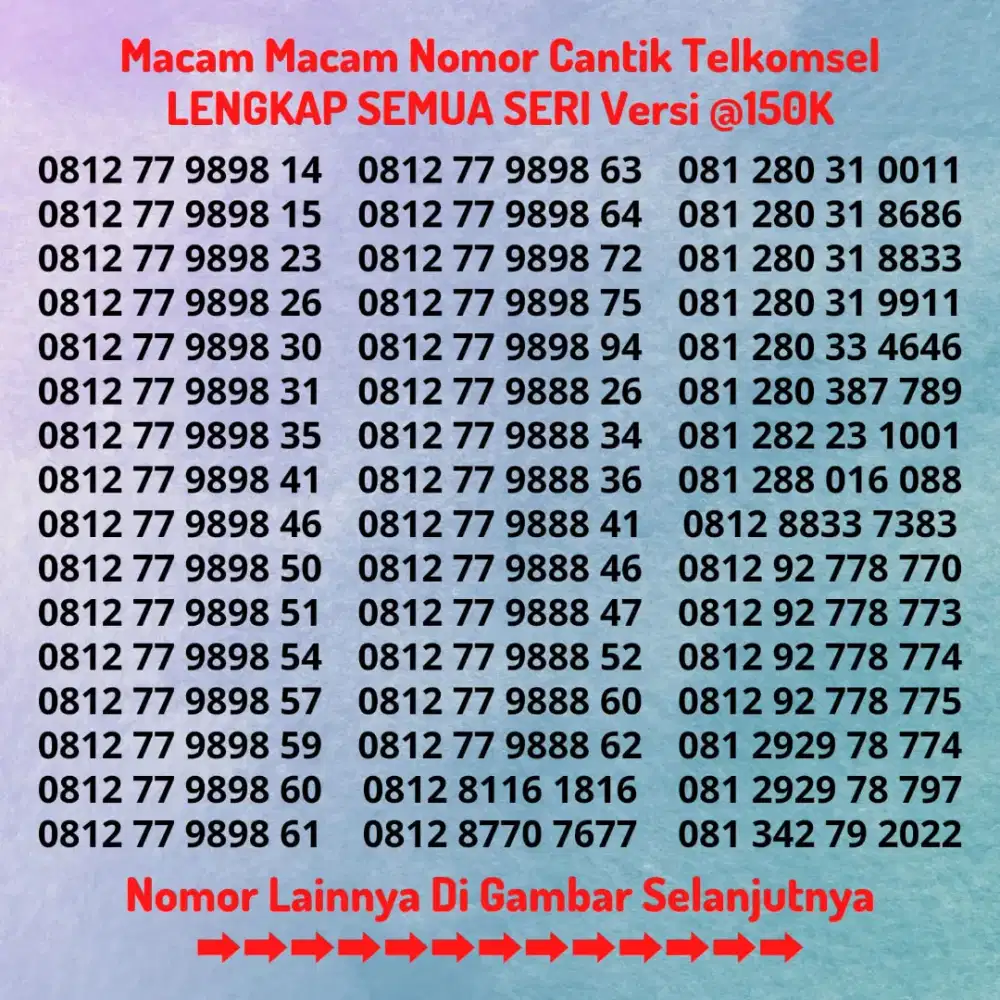 Nomor Cantik Telkomsel Kartu Perdana Simpati Lengkap Semua Seri @150K