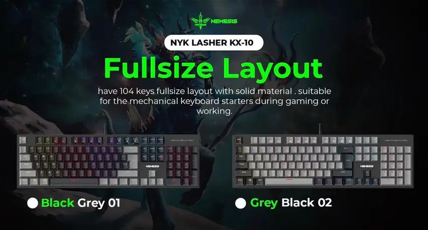 Keyboard Mechanical NYK Nemesis Lasher KX10 KX-10 Full Sized