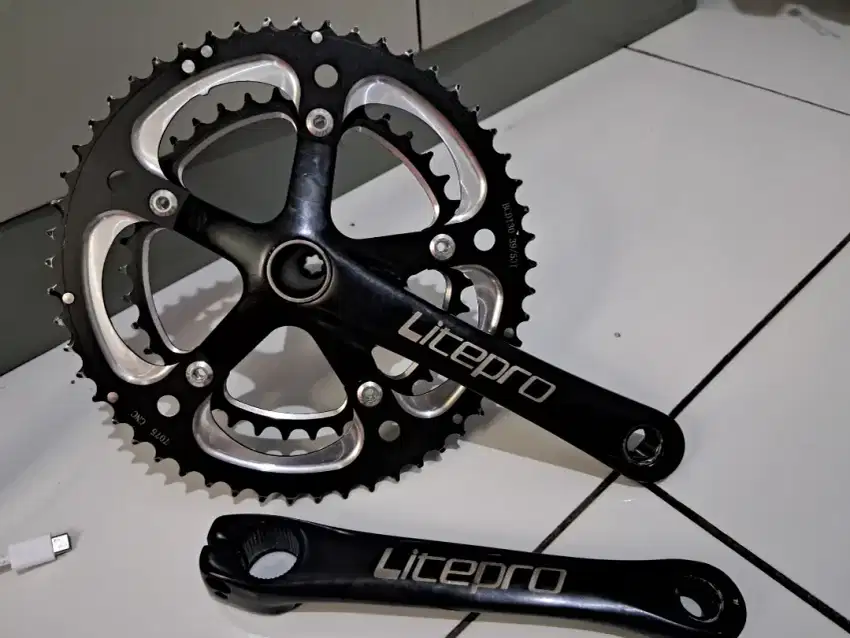 Crank Sepeda Lipat Litepro Dual Chainring 53t