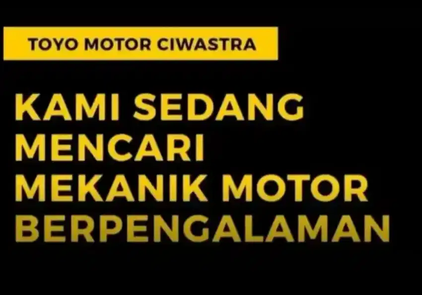 DICARI YANG SERIUS SAJA MEKANIK MONTIR MOTOR SEMUA JENIS