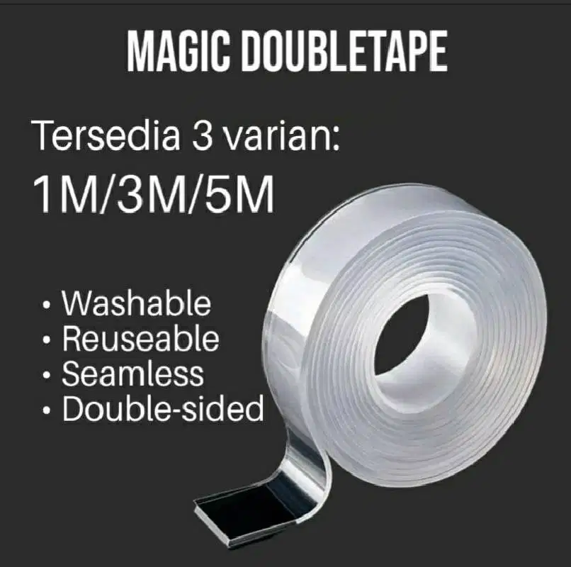 Nano Tape / Double Tape Bening 2cm, Tersedia Panjang 1m, 3m, 5m