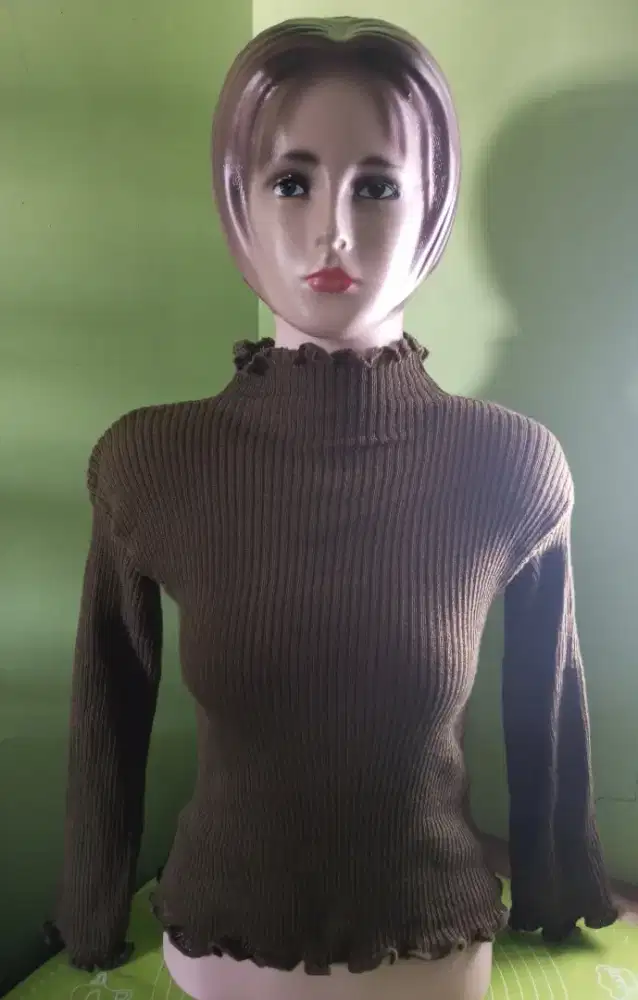 *HARGA PAS* Turtleneck Curly Rajut Lokal