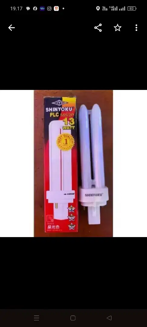 Dijual lampu PLC 2kaki brand shinyoku 10pcs