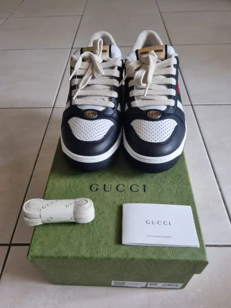 Sepatu gucci screener leather black new original