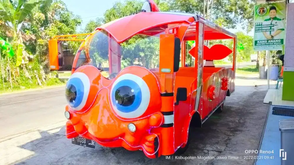 mobil odong odong model karakter kartun kereta wisata sepur mini solar