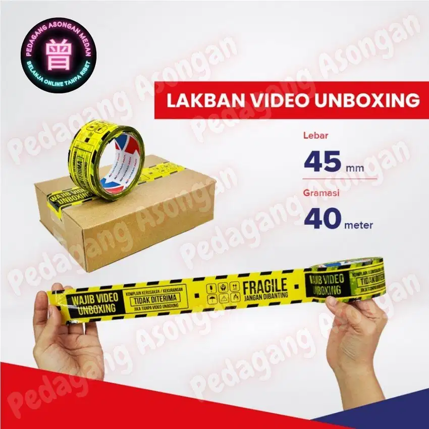 Lakban Unboxing 45mm x 40meter Warna Kuning (1 Dus)