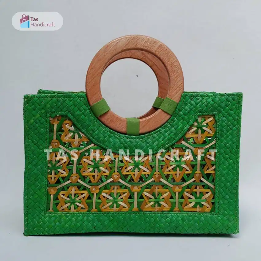 Tas Hampers Handle Kayu | Tas Anyaman Pandan Warna Model Terbaru