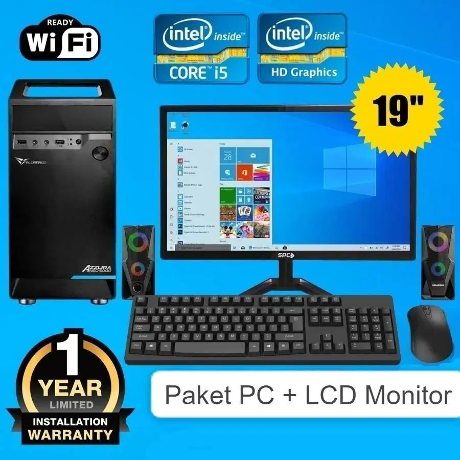 PC KOMPUTER i5 RAM 8GB FULL SET MONITOR 19 in BARU
