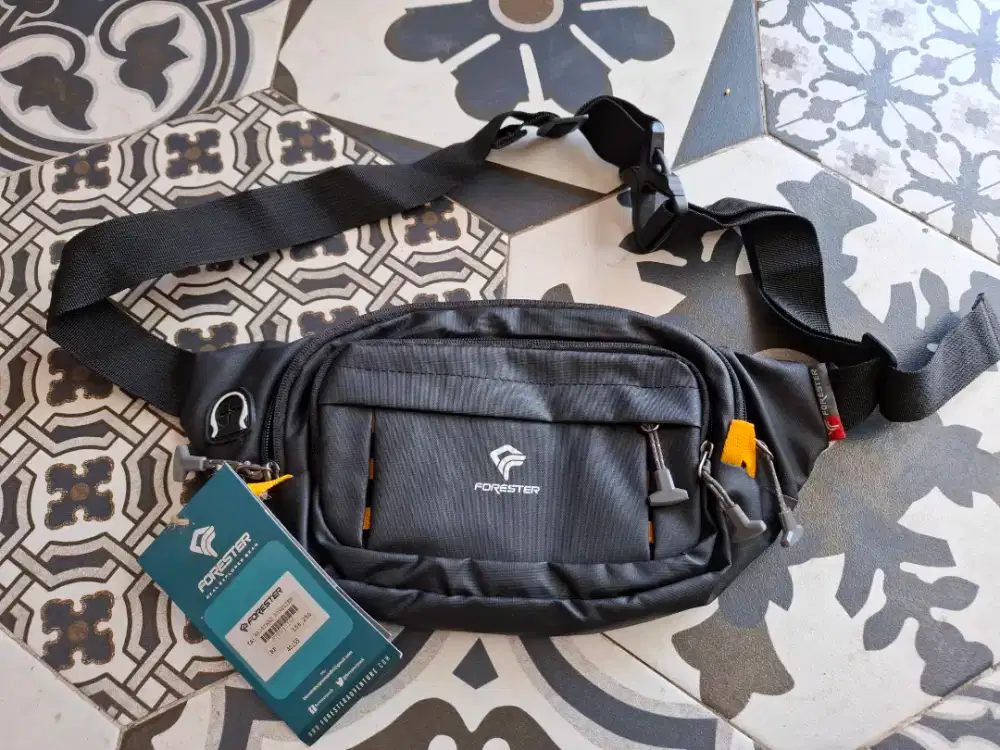 Waist Bag Tas Pria Selempang Original Merk Forester Gunung Hitam