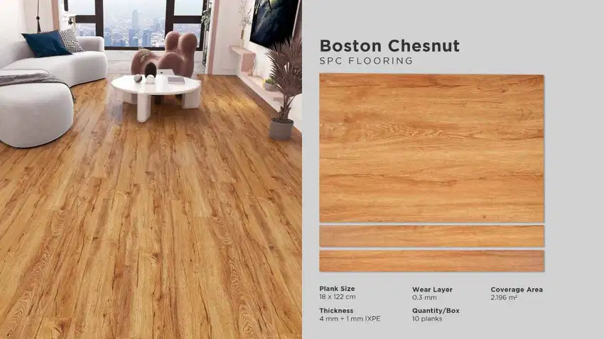 SPC Flooring 5mm Click Lantai MARVEL PURECORE Include IXPE 2,196m2