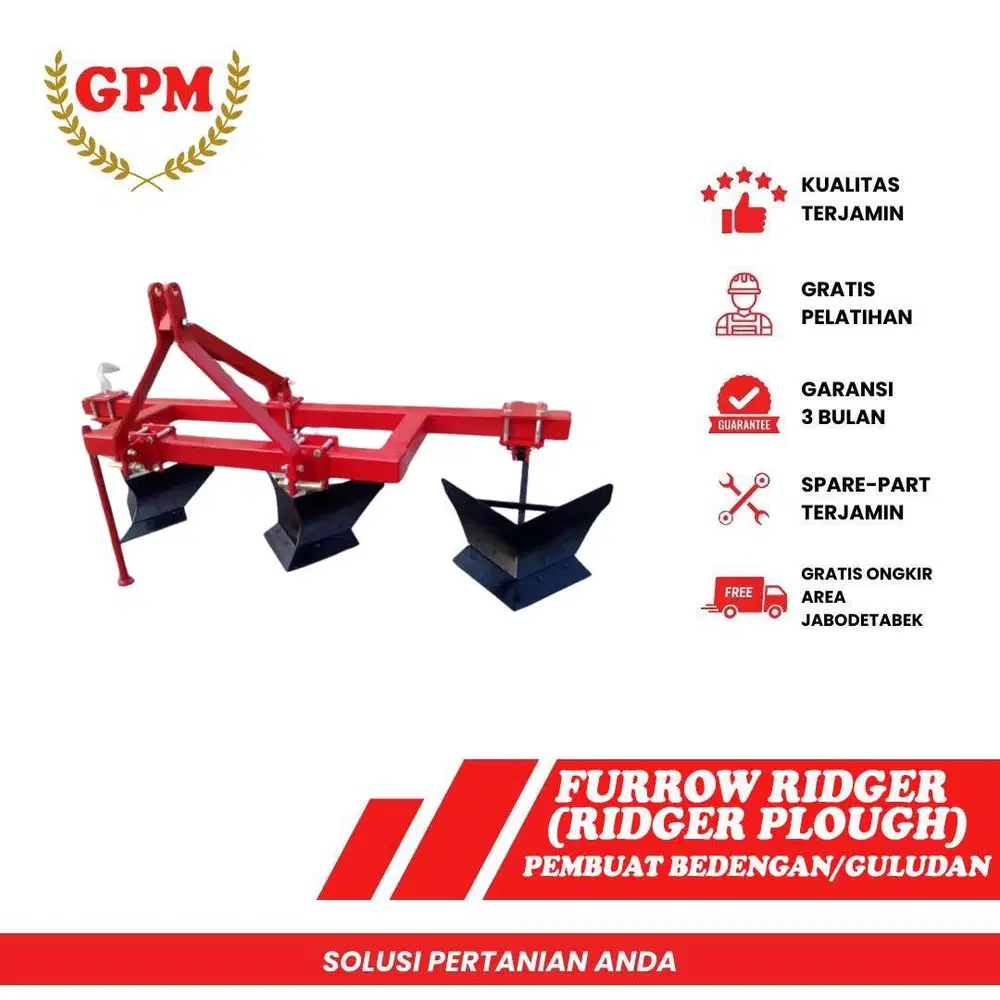 Implemen pembuat bedengan guludan 2 jalur ridger plough