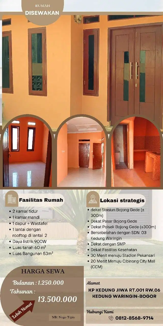 Rumah di Bogor di Sewakan Bulanan atau Tahunan