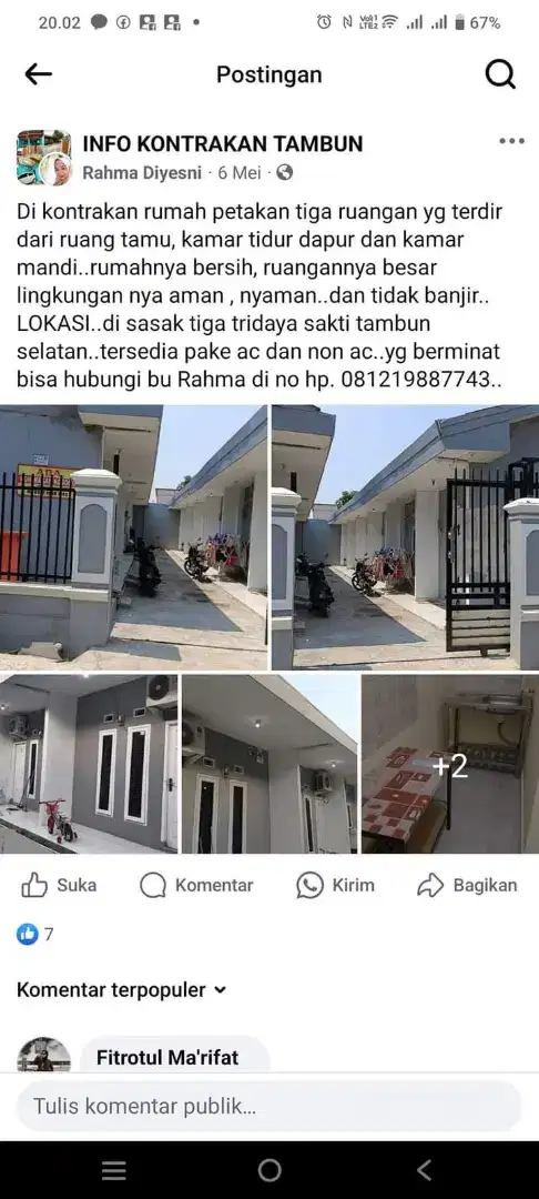 Rumah kontrakan AC..Waiffi.