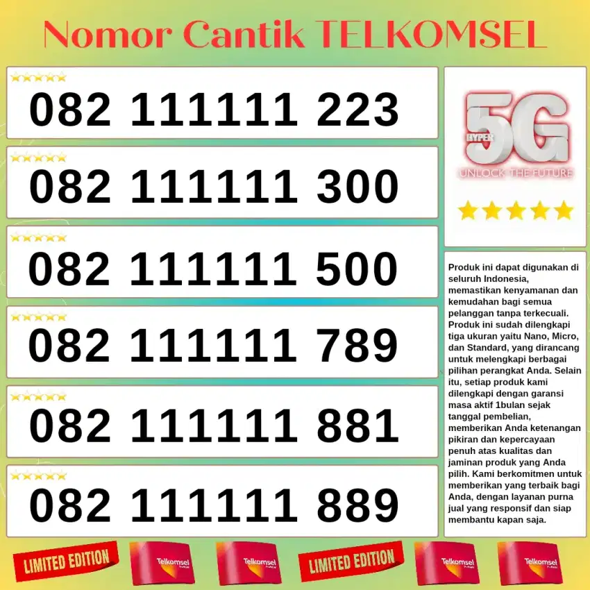 Nomor Cantik Kartu Perdana Simpati 4G 5G Telkomsel Nocan Simpati Super