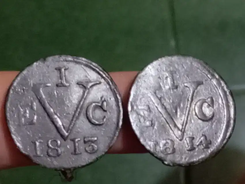 1 set (2 keping) Koin timah VEIC th. 1813 &1814