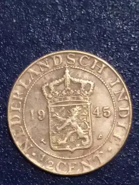 Koin netherlandsch 1/2G thn 1945