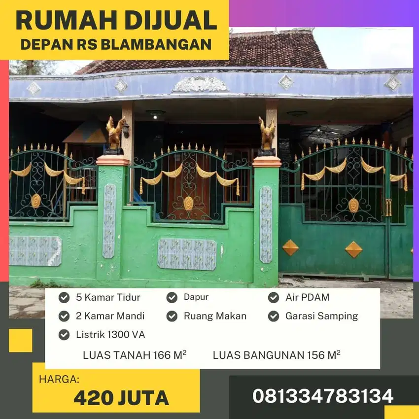 Rumah dijual di depan RS blambangan Banyuwangi kota