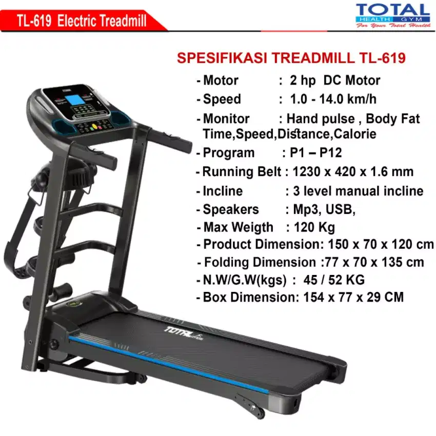 Alat fitness treadmill elektrik tipe tl 619