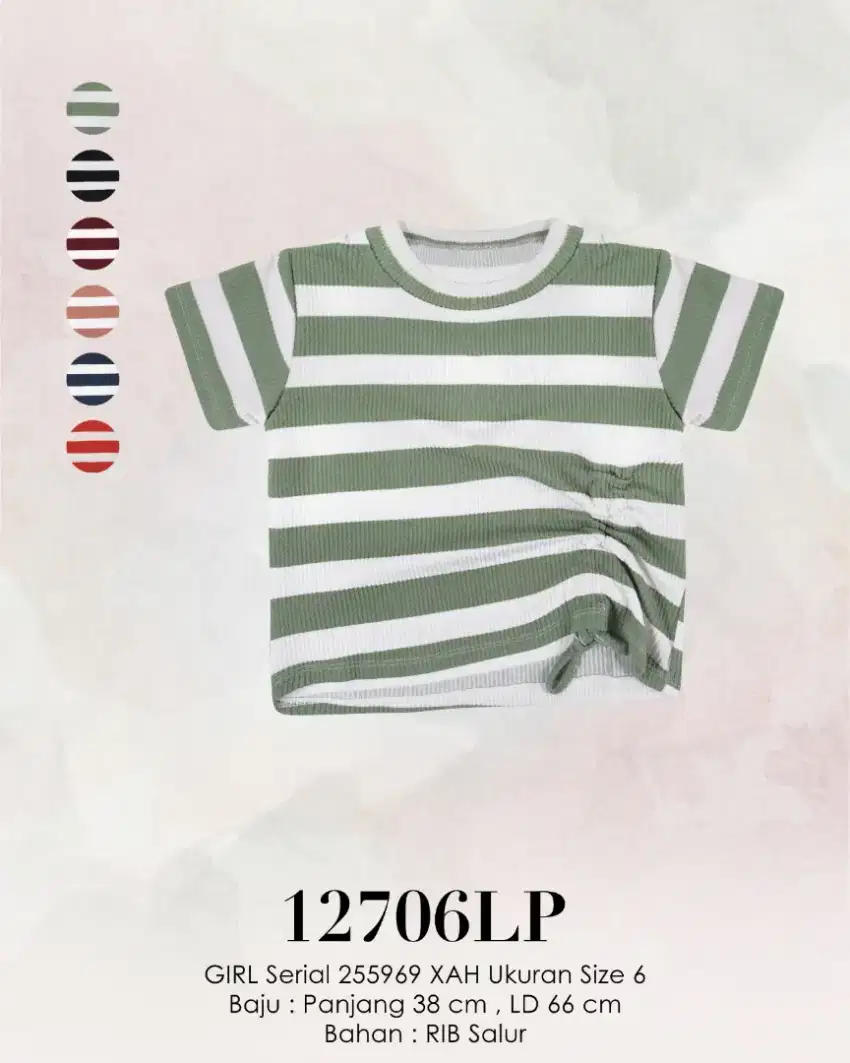 Crop Top Anak 3 Tahun Motif Salur Bahan Rib Knit Kekinian & Murah