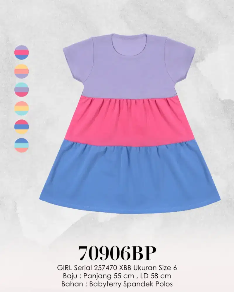 Dress Pelangi Anak 3 Tahun Bahan Babyterry Kekinian & Murah
