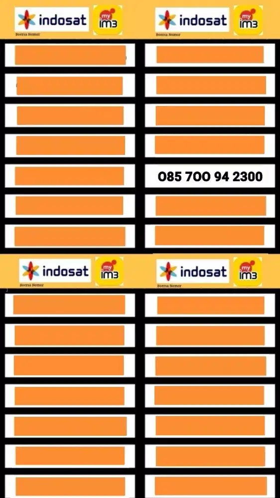 Nomor Cantik Indosat Ratusan Rapi (Tidak Bisa Cod)