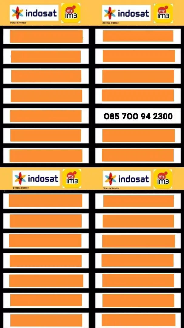 Nomor Cantik Indosat Ratusan Rapi (Tidak Bisa Cod)