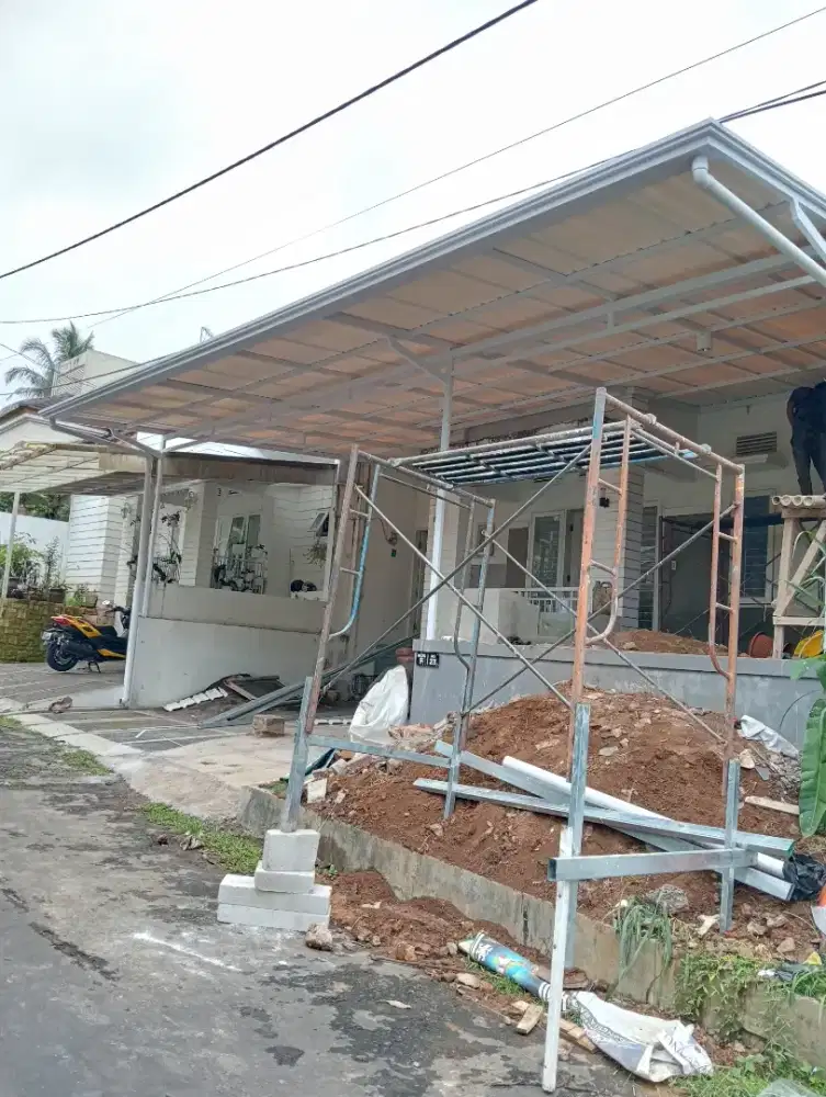 $43 kanopi alderon single + talang air plat galvanis dan profil